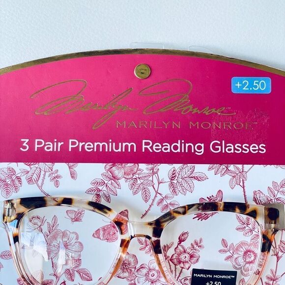 NWT 3 Pack 2.50 Marilyn Monroe Premium Reading Glasses Black, Brown & Tan - Picture 5 of 12